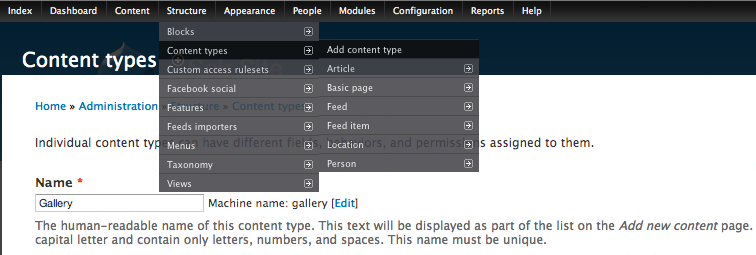 Adding galleriffic_gallery content type